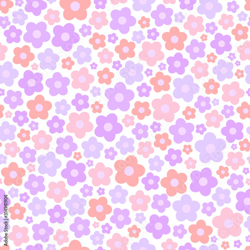 Seamless pattern floral vector with daisies on pink background for print