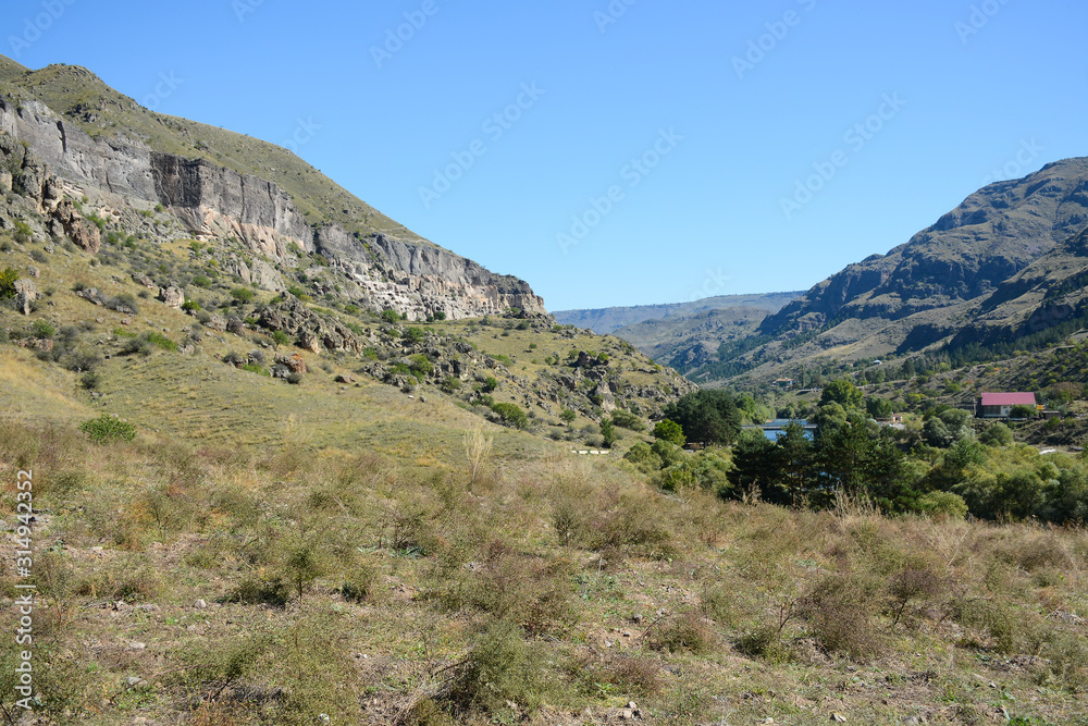 Landscape near Vardzia cave monastery and ancient city in Georgia