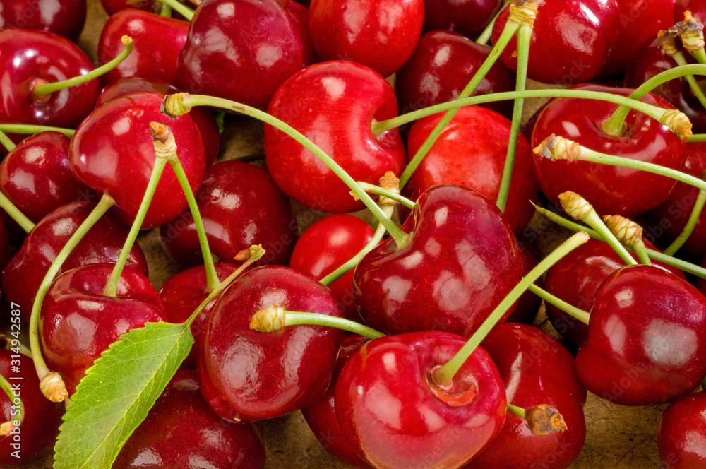 studio shot of cherries on pile studio shot of cherries on pile
