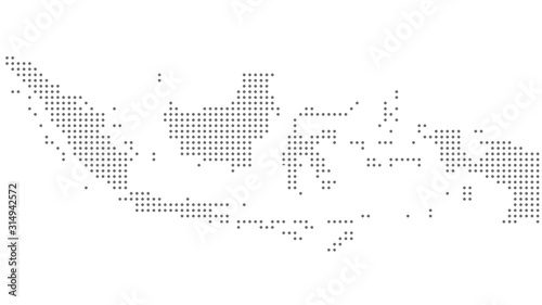 Indonesia map dotted, grey point, on white background.