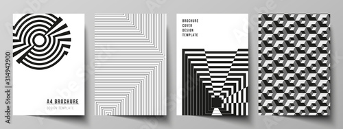 Vector layout of A4 format modern cover mockups design template for brochure, magazine, flyer, booklet, report. Trendy geometric abstract background in minimalistic flat style with dynamic composition