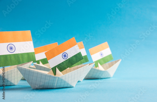 paper ship with Flags of India - Republic Day