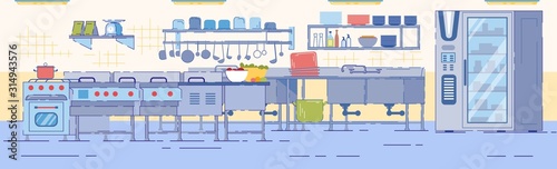 Kitchen with Stove Industrial Refrigerator Sink