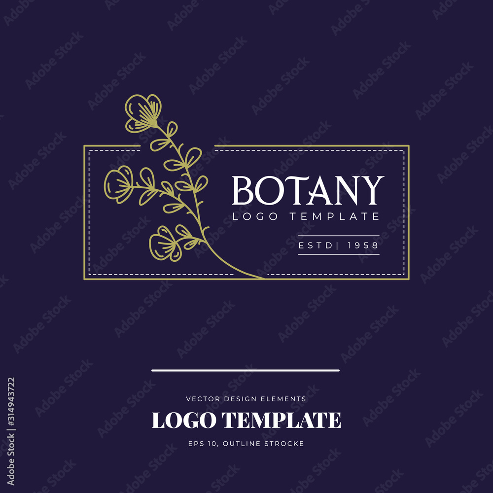 Abstract Flowers Vector Signs or Logo Templates Set. Retro Floral Illustration with Classy Typography. Feminine Logo. Modern Logo Template for florist, photographer, fashion blogger, design studio.