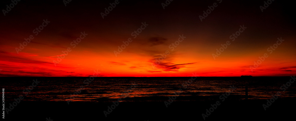 Red sky at the beach