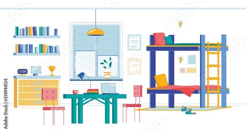 Room in Students Dormitory with Twin Bunk Bed