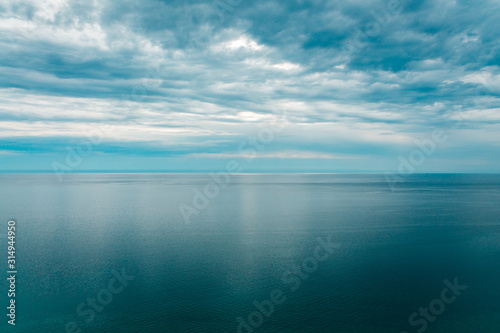 Shot of Lake Michigan from the Sleeping Bear Dunes in Michigan photo