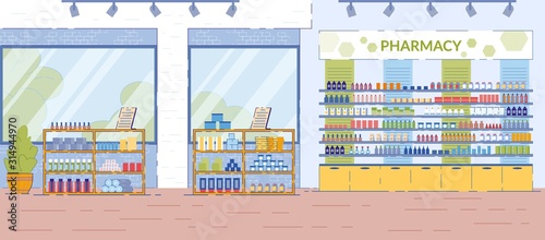 Modern Pharmacy Interior Design with Medications