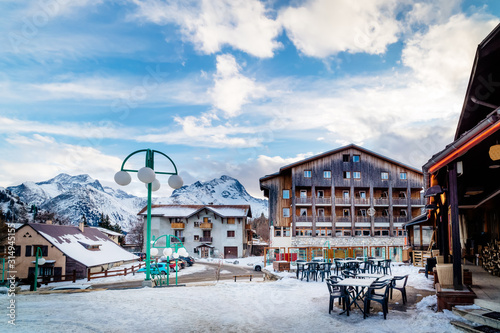 Promenade and centre of the Les deux Alpes village