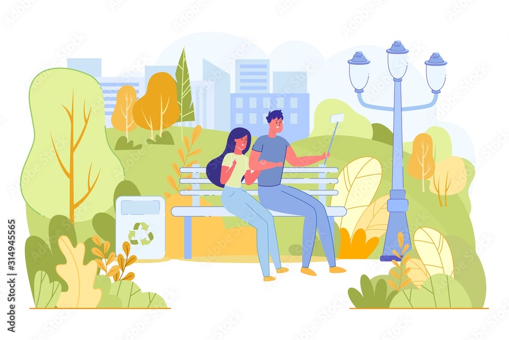 Informative Flyer, Young Couple Taking Selfie. Informative Flyer, Young Couple Taking Selfie.