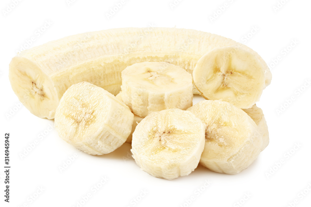 fresh sliced banana isolated on white background. Healthy food fresh sliced banana isolated on white background. Healthy food