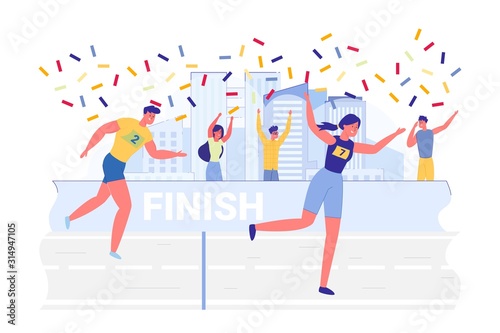 Victory Celebration in City Marathon Illustration.