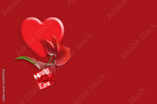 Valentine's day design with red a beautiful tulip.