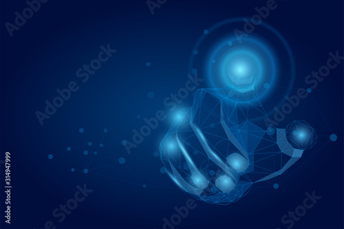 Wallpaper Mural Abstract mash line and point Hand touch the circle interface technology. Polygonal Businessman pushing a button on a digital touch screen. Low poly illustration Torontodigital.ca