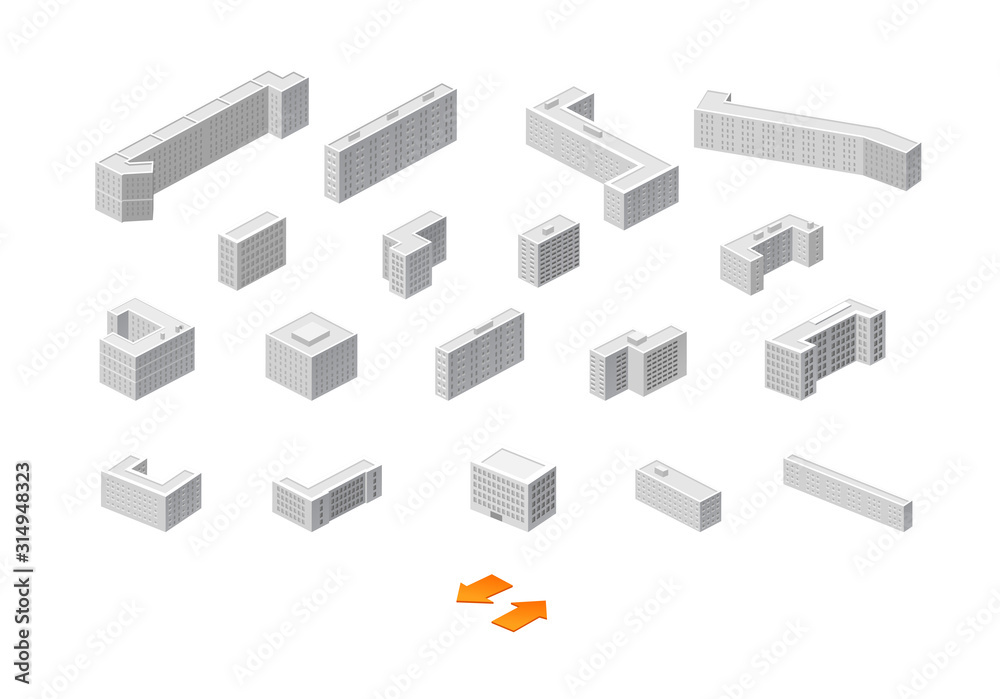 set of 3d architectural plan buildings for maps set of 3d architectural plan buildings for maps