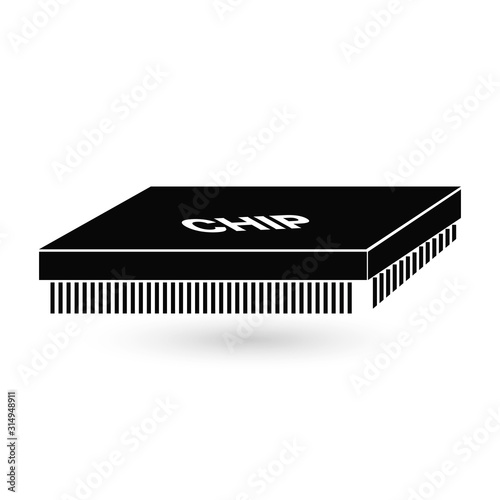 Vector illustration of generic computer microchip on white background