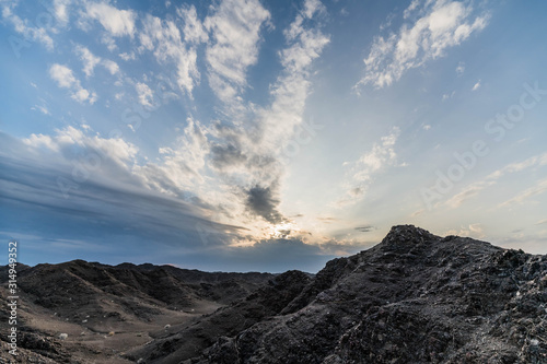 Scenic Sunset Sky and Cloudy Sky over Rocky Mountains Island