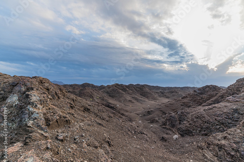 Scenic Sunset Sky and Cloudy Sky over Rocky Mountains Island