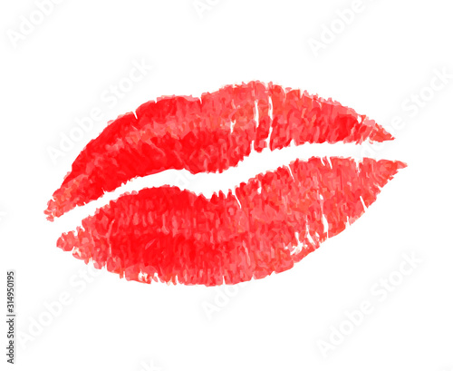 Red lips imprint. Vivid kiss texture isolated vector illustration. Pattern for love concept design