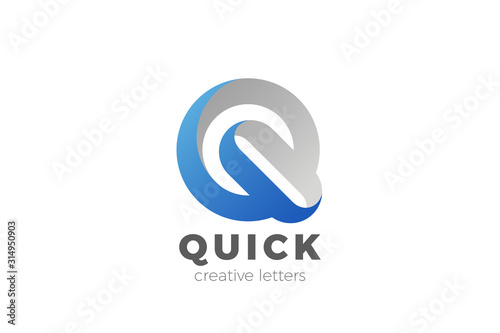 Letter Q Logo design vector template Ribbon Font style Typography.