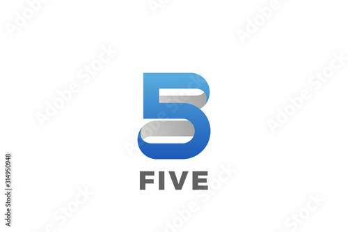 Number 5 Five Logo design vector template Ribbon Font style Typography