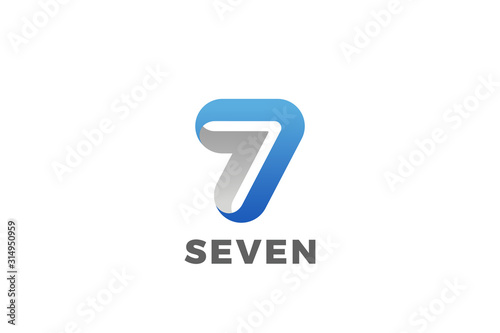Number 7 Seven Logo design vector template Ribbon Font style Typography.