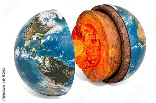 Fototapeta Naklejka Na Ścianę i Meble -  Structure of planet Earth concept, 3D rendering