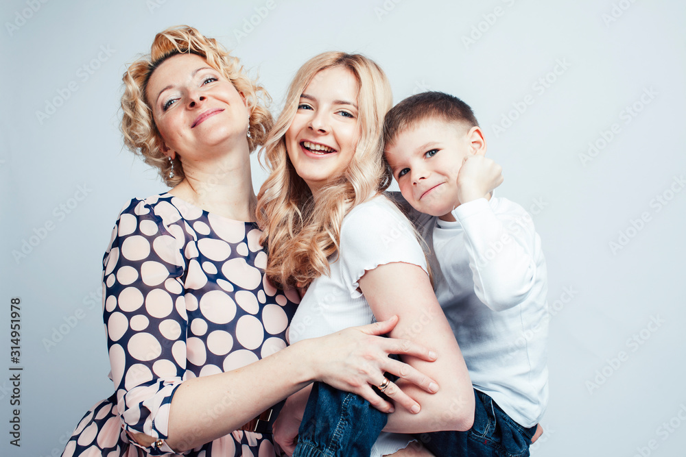 happy smiling blond family together posing cheerful on white background, generation concept. lifestyle people happy smiling blond family together posing cheerful on white background, generation concept. lifestyle people