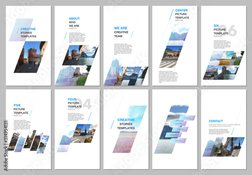 Creative social networks stories design, vertical banner or flyer templates with colorful gradient geometric background. Covers design templates for flyer, leaflet, brochure, presentation, advertising