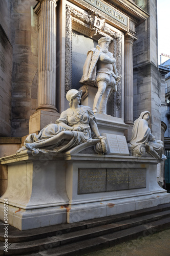 Fotografia Statue de Gaspard de Coligny au temple protestant de l'oratoire du Louvre à Pari