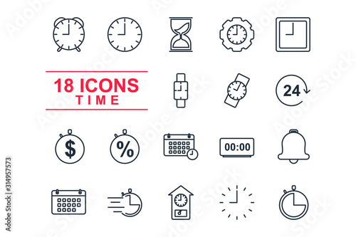 Set Time icon template color editable. Time pack symbol vector sign isolated on white background illustration for graphic and web design.