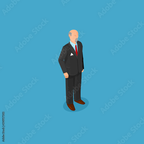 Isometric Senior Businessman Director CEO - Icon Vector Illustration.