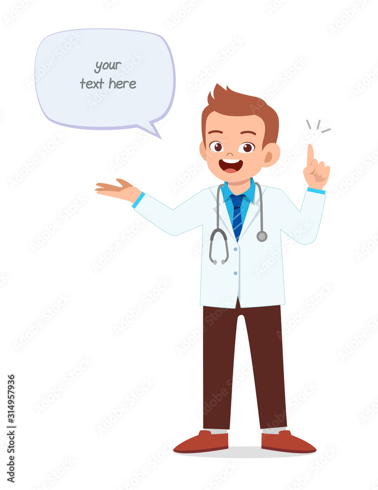 cartoon male doctor in uniform with balloon text cartoon male doctor in uniform with balloon text