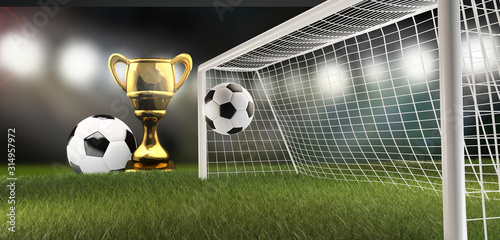 trophy and soccer football ...