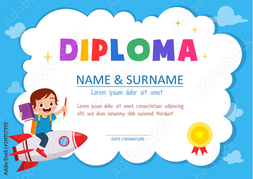 cute diploma certificate template for school student