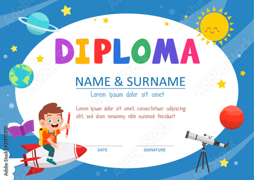 cute diploma certificate template for school student