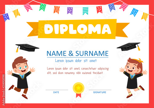 cute diploma certificate template for school student