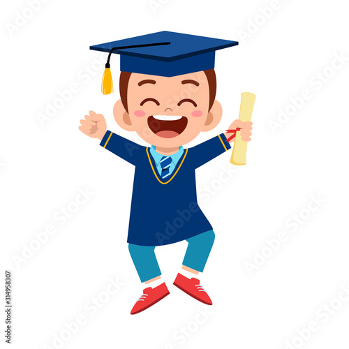 happy cute little kid boy graduate from school