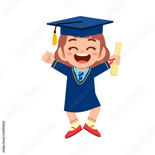happy cute little kid girl graduate from school
