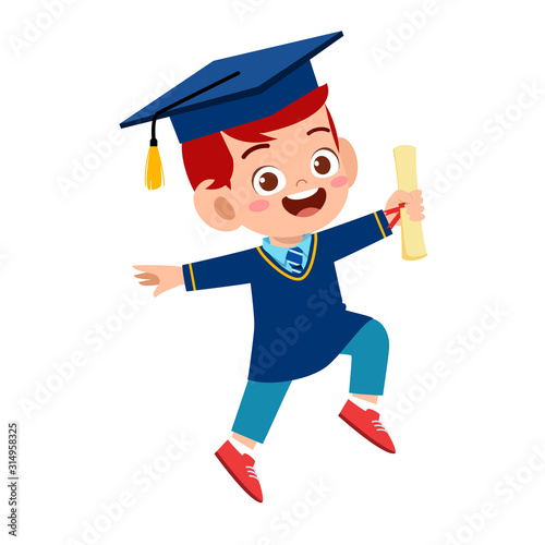 happy cute little kid boy graduate from school