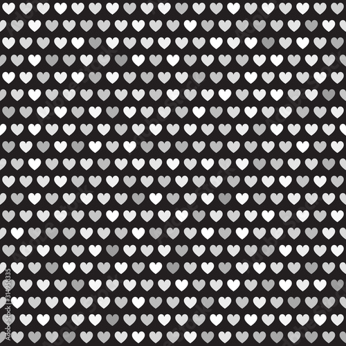 Grey heart pattern. Seamless vector background
