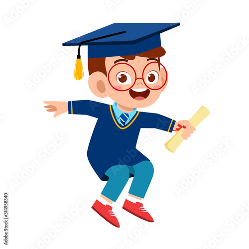 happy cute little kid boy graduate from school
