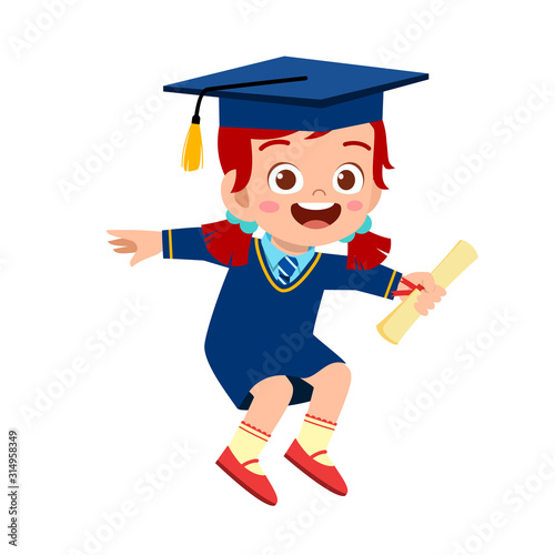 happy cute little kid girl graduate from school