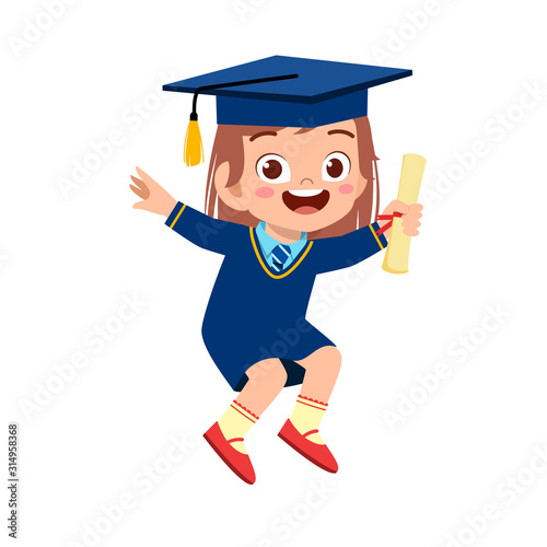 happy cute little kid girl graduate from school