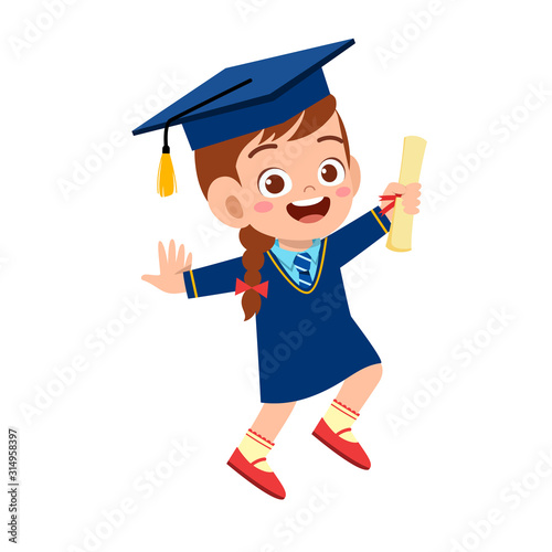 happy cute little kid girl graduate from school