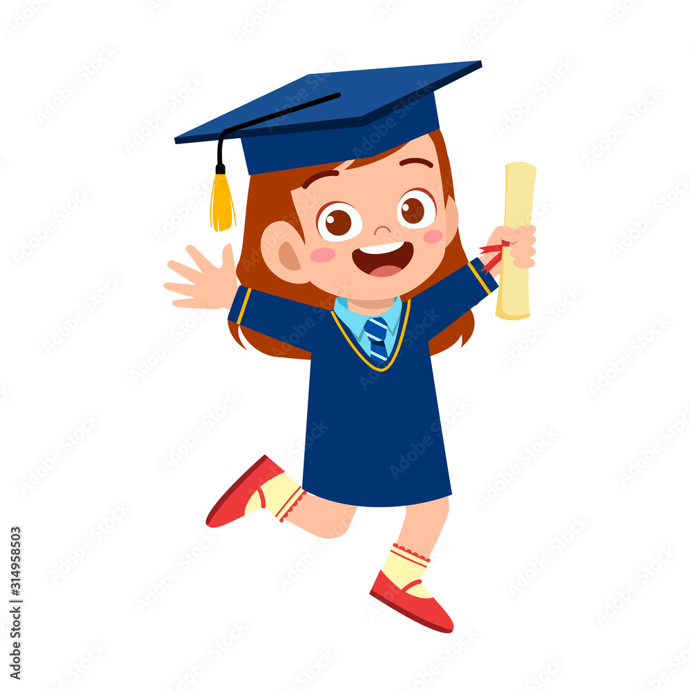 happy cute little kid girl graduate from school happy cute little kid girl graduate from school