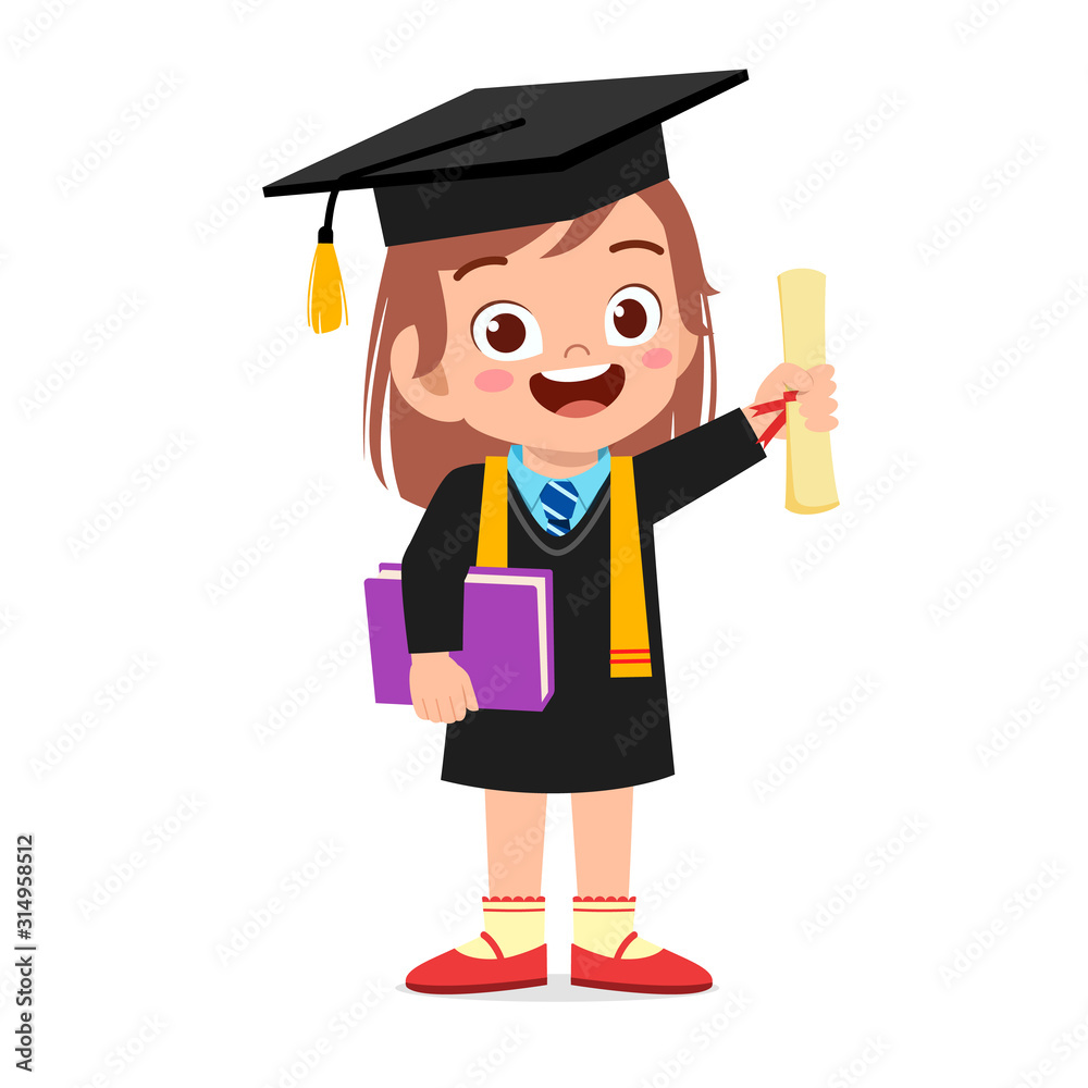 happy cute little kid girl graduate from school happy cute little kid girl graduate from school