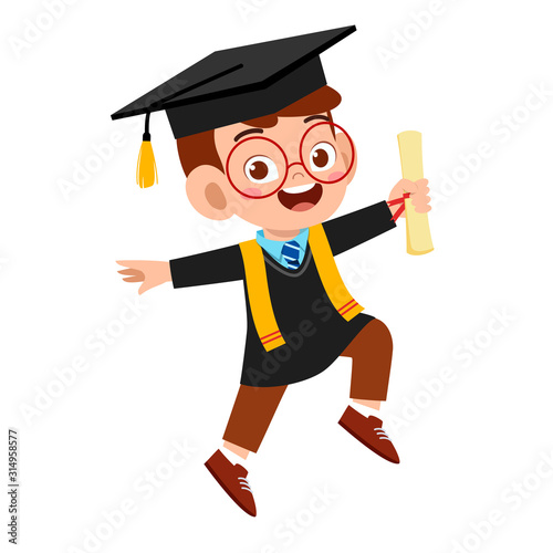 happy cute little kid boy graduate from school