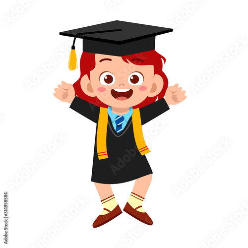 happy cute little kid girl graduate from school