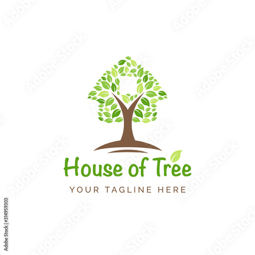 flat tree logo for your business company with name and tagline